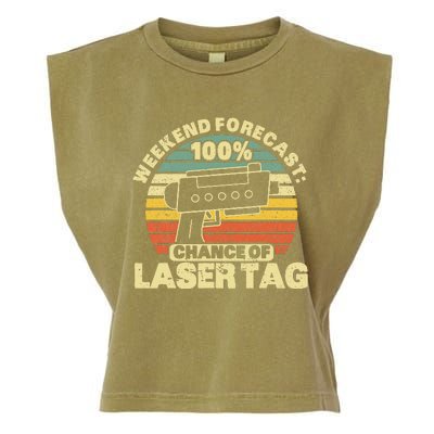 Laser Tag Party Weekend Forecast Laser Tag Lazer Tag Game Garment-Dyed Women's Muscle Tee