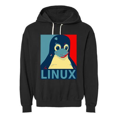 Linux Tux Penguin Graphic Design Garment-Dyed Fleece Hoodie