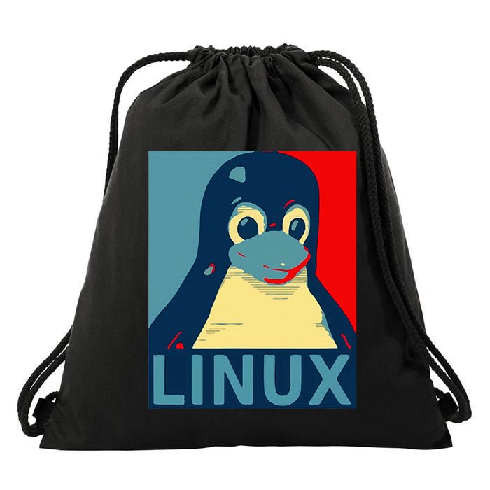 Linux Tux Penguin Graphic Design Drawstring Bag