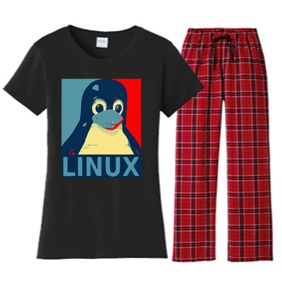 Linux Tux Penguin Graphic Design Women's Flannel Pajama Set