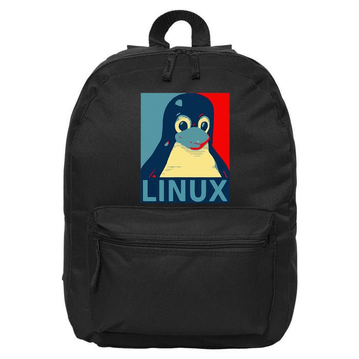 Linux Tux Penguin Graphic Design 16 in Basic Backpack