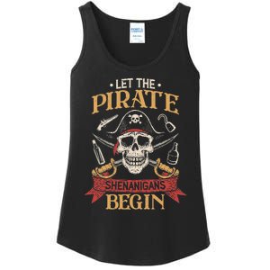 Let The Pirate Shenanigans Begins Crossbones Freebooter Trending Skeleton Skull Ladies Essential Tank