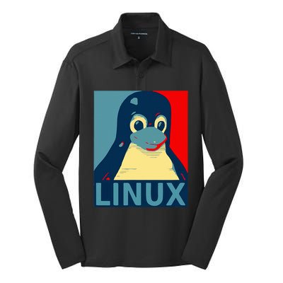 Linux Tux Penguin Silk Touch Performance Long Sleeve Polo