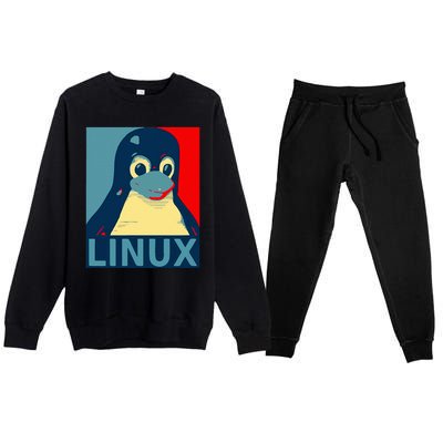 Linux Tux Penguin Premium Crewneck Sweatsuit Set