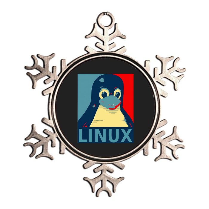 Linux Tux Penguin Metallic Star Ornament