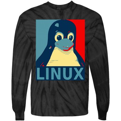 Linux Tux Penguin Tie-Dye Long Sleeve Shirt