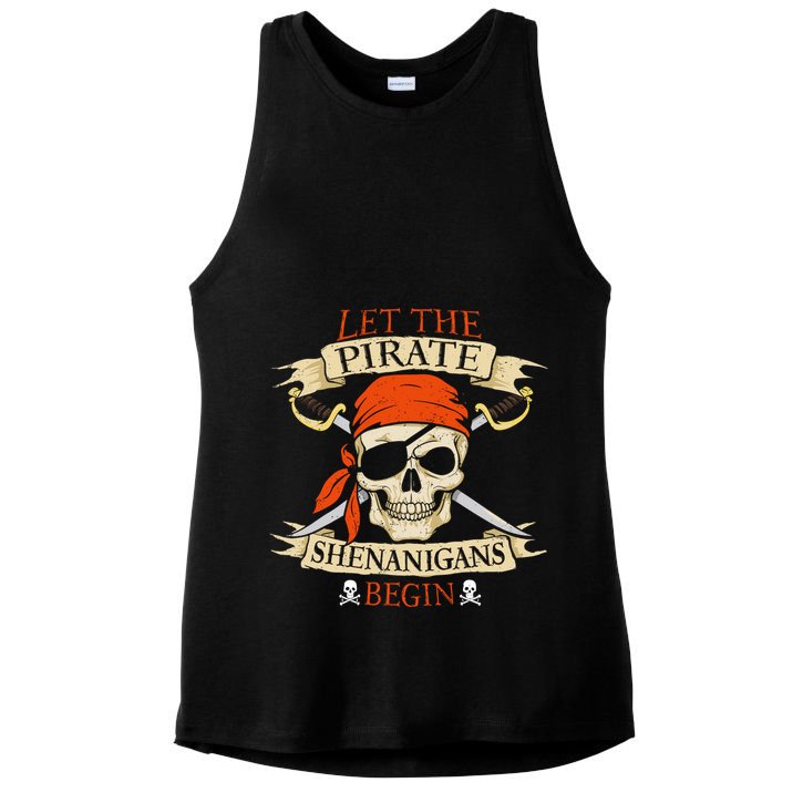 Let The Pirate Shenanigans Begin Halloween Skull Bandana Boy Ladies PosiCharge Tri-Blend Wicking Tank