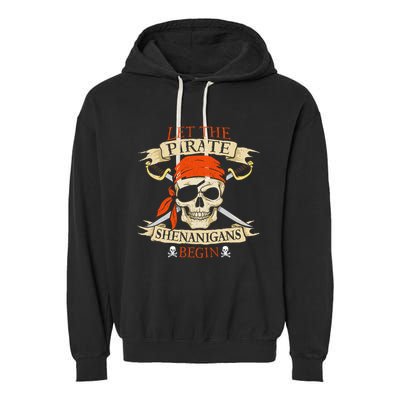 Let The Pirate Shenanigans Begin Halloween Skull Bandana Boy Garment-Dyed Fleece Hoodie