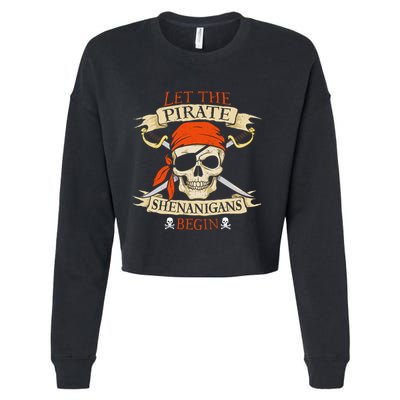 Let The Pirate Shenanigans Begin Halloween Skull Bandana Boy Cropped Pullover Crew