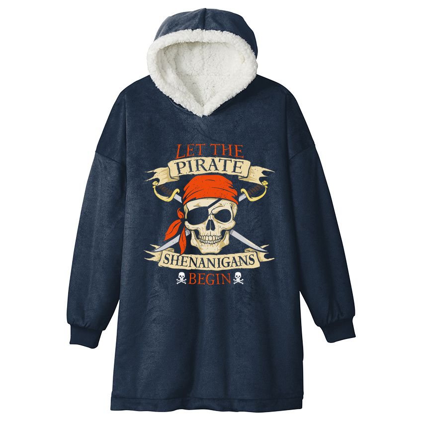 Let The Pirate Shenanigans Begin Halloween Skull Bandana Boy Hooded Wearable Blanket