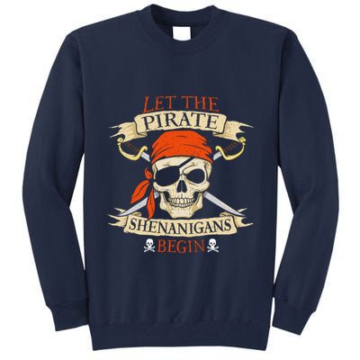 Let The Pirate Shenanigans Begin Halloween Skull Bandana Boy Tall Sweatshirt