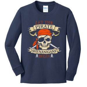 Let The Pirate Shenanigans Begin Halloween Skull Bandana Boy Kids Long Sleeve Shirt