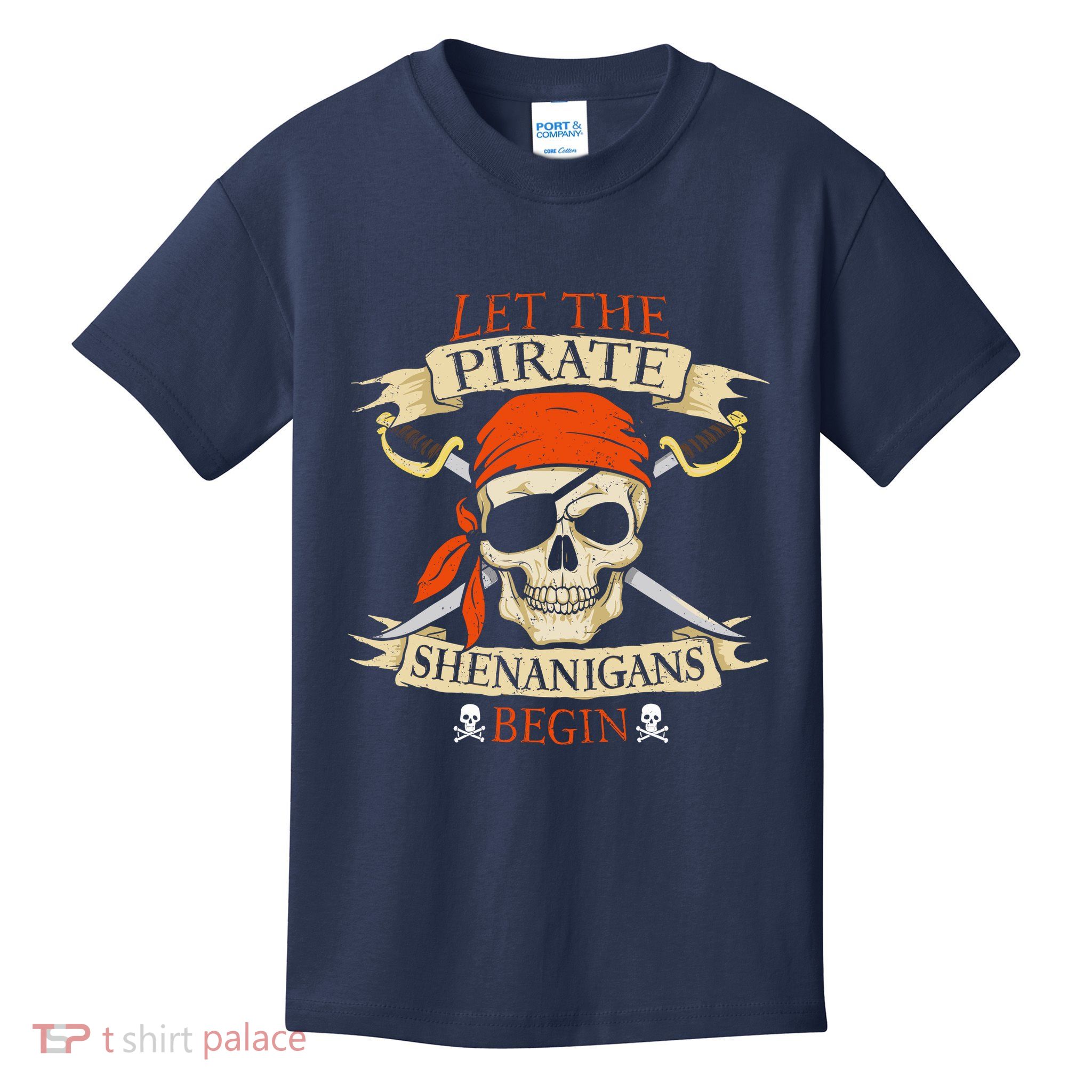 Let The Pirate Shenanigans Begin Halloween Skull Bandana Boy Kids T-Shirt