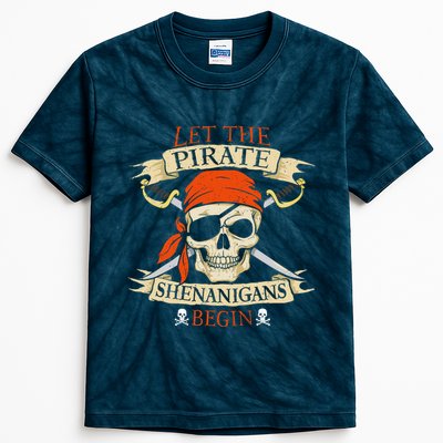Let The Pirate Shenanigans Begin Halloween Skull Bandana Boy Kids Tie-Dye T-Shirt