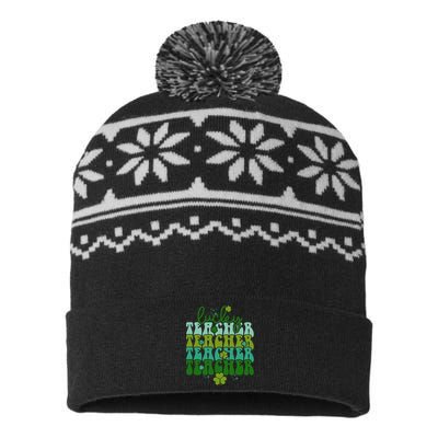 Lucky Teacher Patrick Day Gift USA-Made Snowflake Beanie