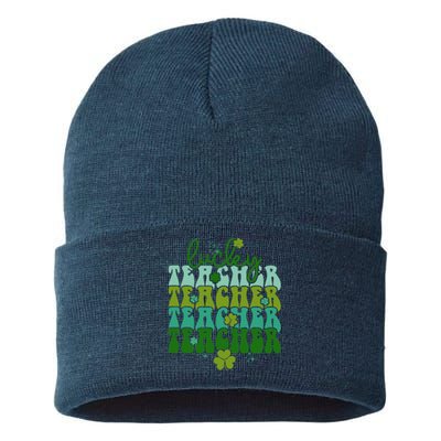 Lucky Teacher Patrick Day Gift Sustainable Knit Beanie