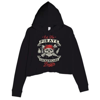 Let The Pirate Shenanigans Begin Crossbones Freebooter Crop Fleece Hoodie