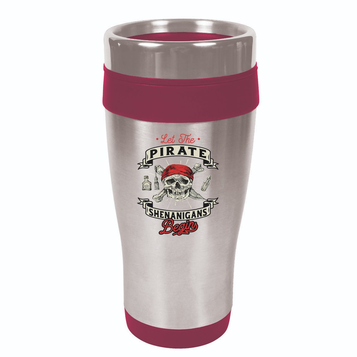 Let The Pirate Shenanigans Begin Crossbones Freebooter 16oz Travel Tumbler