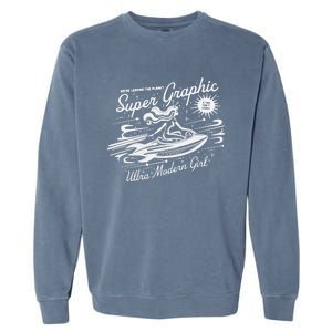 Leaving The Planet Super Graphic Ultra Modern Girl Garment-Dyed Sweatshirt