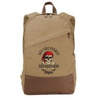 Let The Pirate Shenanigans Begin Funny Pirate Skull Skeleton Cotton Canvas Backpack