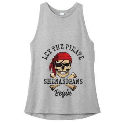 Let The Pirate Shenanigans Begin Funny Pirate Skull Skeleton Ladies PosiCharge Tri-Blend Wicking Tank