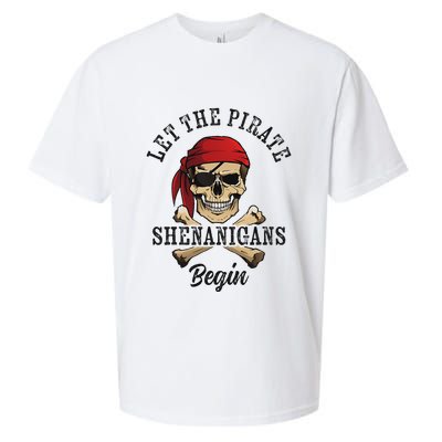 Let The Pirate Shenanigans Begin Funny Pirate Skull Skeleton Sueded Cloud Jersey T-Shirt