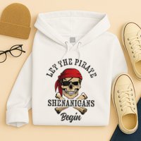 Let The Pirate Shenanigans Begin Funny Pirate Skull Skeleton Hoodie