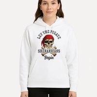 Let The Pirate Shenanigans Begin Funny Pirate Skull Skeleton Hoodie