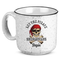 Let The Pirate Shenanigans Begin Funny Pirate Skull Skeleton 15oz Campfire Ceramic Mug