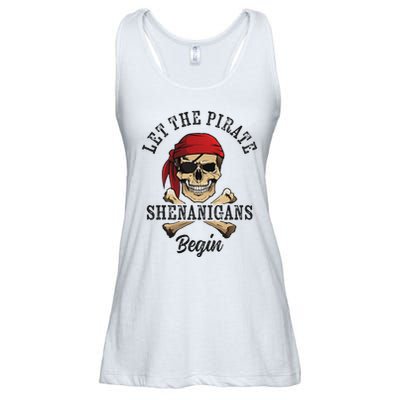 Let The Pirate Shenanigans Begin Funny Pirate Skull Skeleton Ladies Essential Flowy Tank
