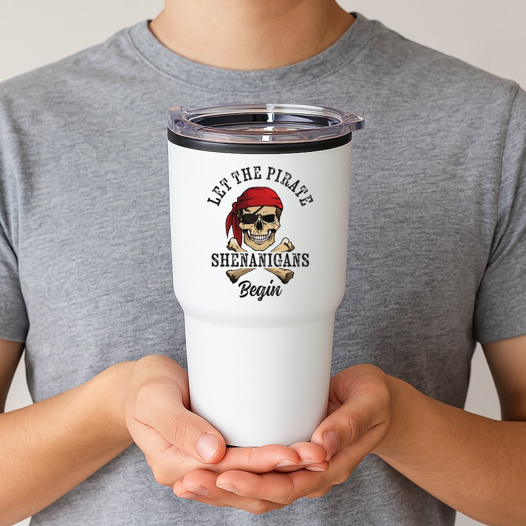 Let The Pirate Shenanigans Begin Funny Pirate Skull Skeleton Tumbler