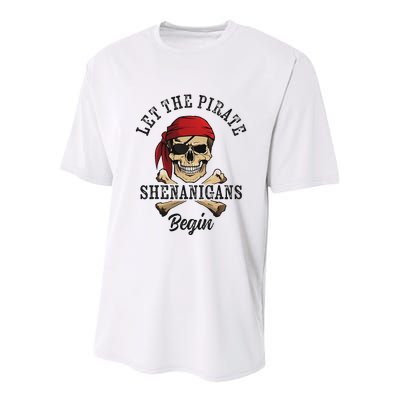 Let The Pirate Shenanigans Begin Funny Pirate Skull Skeleton Youth Performance Sprint T-Shirt