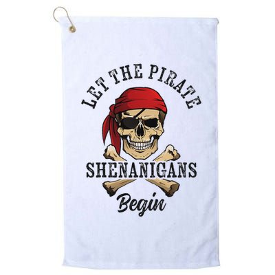 Let The Pirate Shenanigans Begin Funny Pirate Skull Skeleton Golf Towel