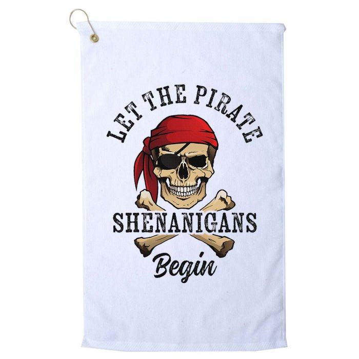 Let The Pirate Shenanigans Begin Funny Pirate Skull Skeleton Golf Towel