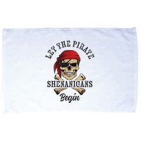Let The Pirate Shenanigans Begin Funny Pirate Skull Skeleton Microfiber Hand Towel