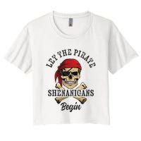 Let The Pirate Shenanigans Begin Funny Pirate Skull Skeleton Crop Top
