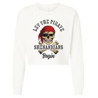 Let The Pirate Shenanigans Begin Funny Pirate Skull Skeleton Cropped Pullover Crew