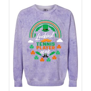 Luckiest Tennis Player Ever Shamrock Top Hat St Patricks Day Cool Gift Colorblast Crewneck Sweatshirt