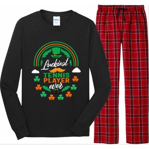 Luckiest Tennis Player Ever Shamrock Top Hat St Patricks Day Cool Gift Long Sleeve Pajama Set