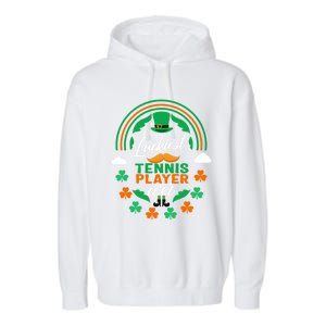 Luckiest Tennis Player Ever Shamrock Top Hat St Patricks Day Cool Gift Garment-Dyed Fleece Hoodie