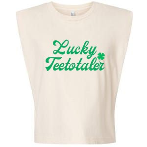 Lucky Teetotaler Patricks Day Nondrinker Sober Shamrock Garment-Dyed Women's Muscle Tee