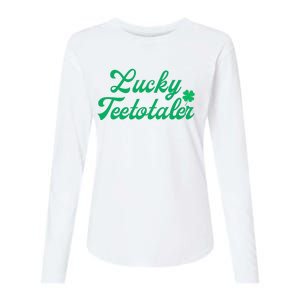 Lucky Teetotaler Patricks Day Nondrinker Sober Shamrock Womens Cotton Relaxed Long Sleeve T-Shirt