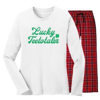 Lucky Teetotaler Patricks Day Nondrinker Sober Shamrock Women's Long Sleeve Flannel Pajama Set 