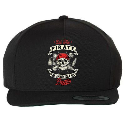 Let The Pirate Shenanigans Begin Crossbones Freebooter Wool Snapback Cap