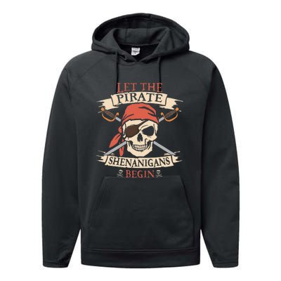 Let The Pirate Shenanigans Begin Halloween Skull Bandana Performance Fleece Hoodie