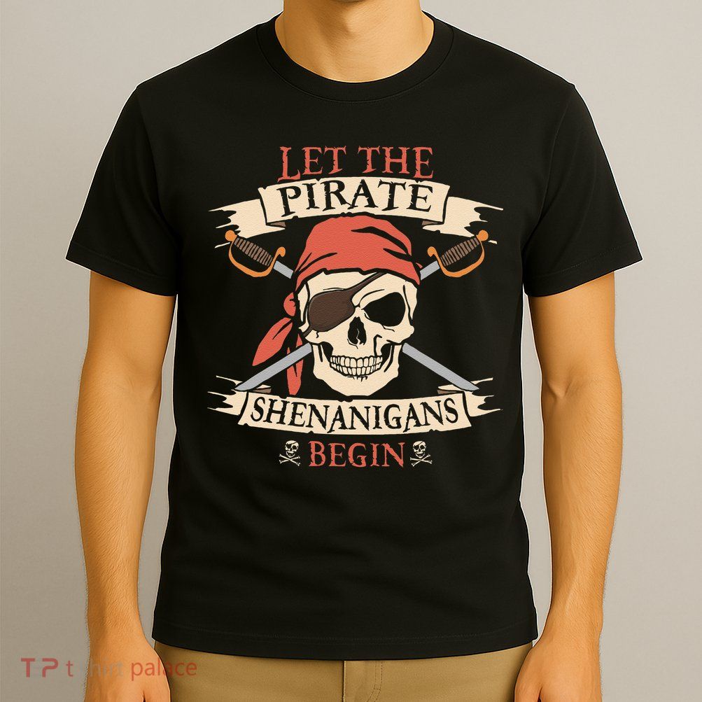 Let The Pirate Shenanigans Begin Halloween Skull Bandana T-Shirt