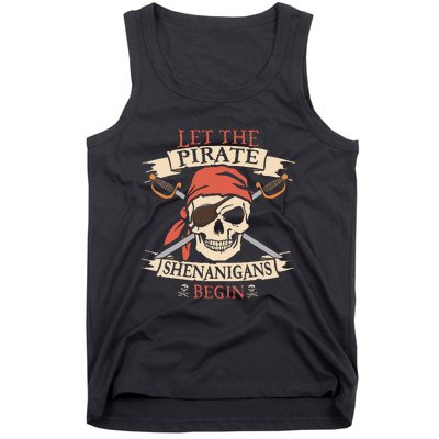 Let The Pirate Shenanigans Begin Halloween Skull Bandana Tank Top