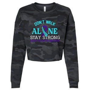 Love Teal Purple Ribbon Suicide Prevention Awareness Cropped Pullover Crew