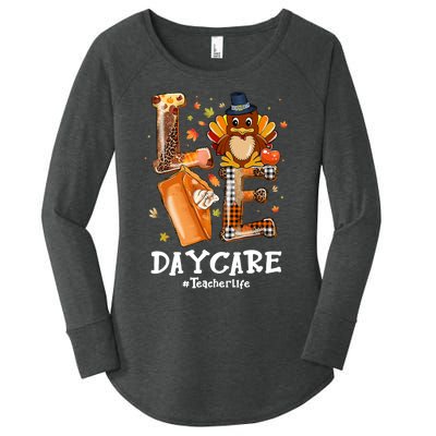 LOVE Turkey Pilgrim Daycare Teacher Life Thanksgiving Women's Perfect Tri Tunic Long Sleeve Shirt