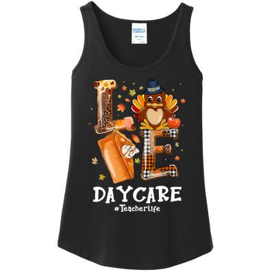 LOVE Turkey Pilgrim Daycare Teacher Life Thanksgiving Ladies Essential Tank